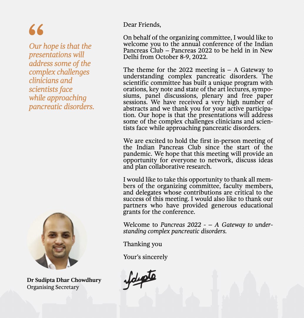 ClubPancreas's tweet photo. A warm welcome on behalf of our organising secretary Prof Sudipta Dhar Chowdhury @Sudipta20534 https://t.co/kemWRVViqr