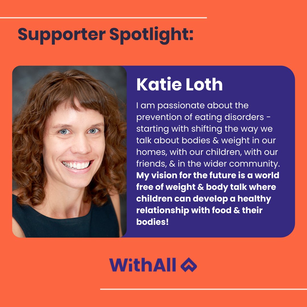 WithAllorg's tweet photo. We appreciate our amazing supporters! This week, we're featuring Dr. Katie Loth. She's one of our board members, and also a researcher at the University of Minnesota. @KLothPhD is an expert on promoting kids' positive body image.
#whattosay #bodyimage #eatingdisorderprevention https://t.co/yqv9Jiokek