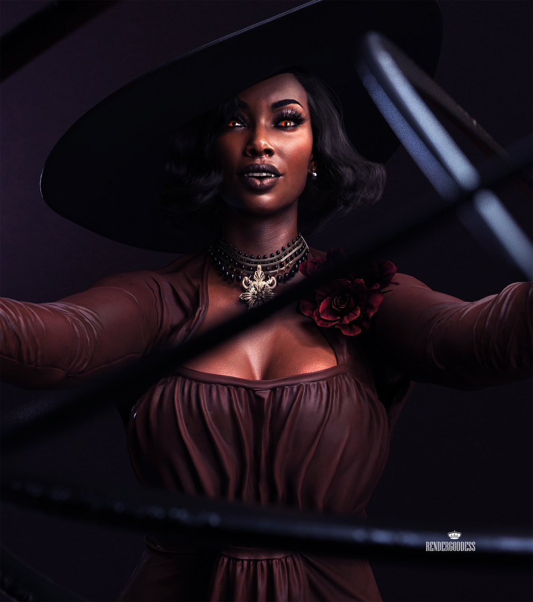 RenderGoddess1's tweet photo. Lady Dimitrescu for #Blacktober. No prompt this time. https://t.co/kXzKKeNtZ7