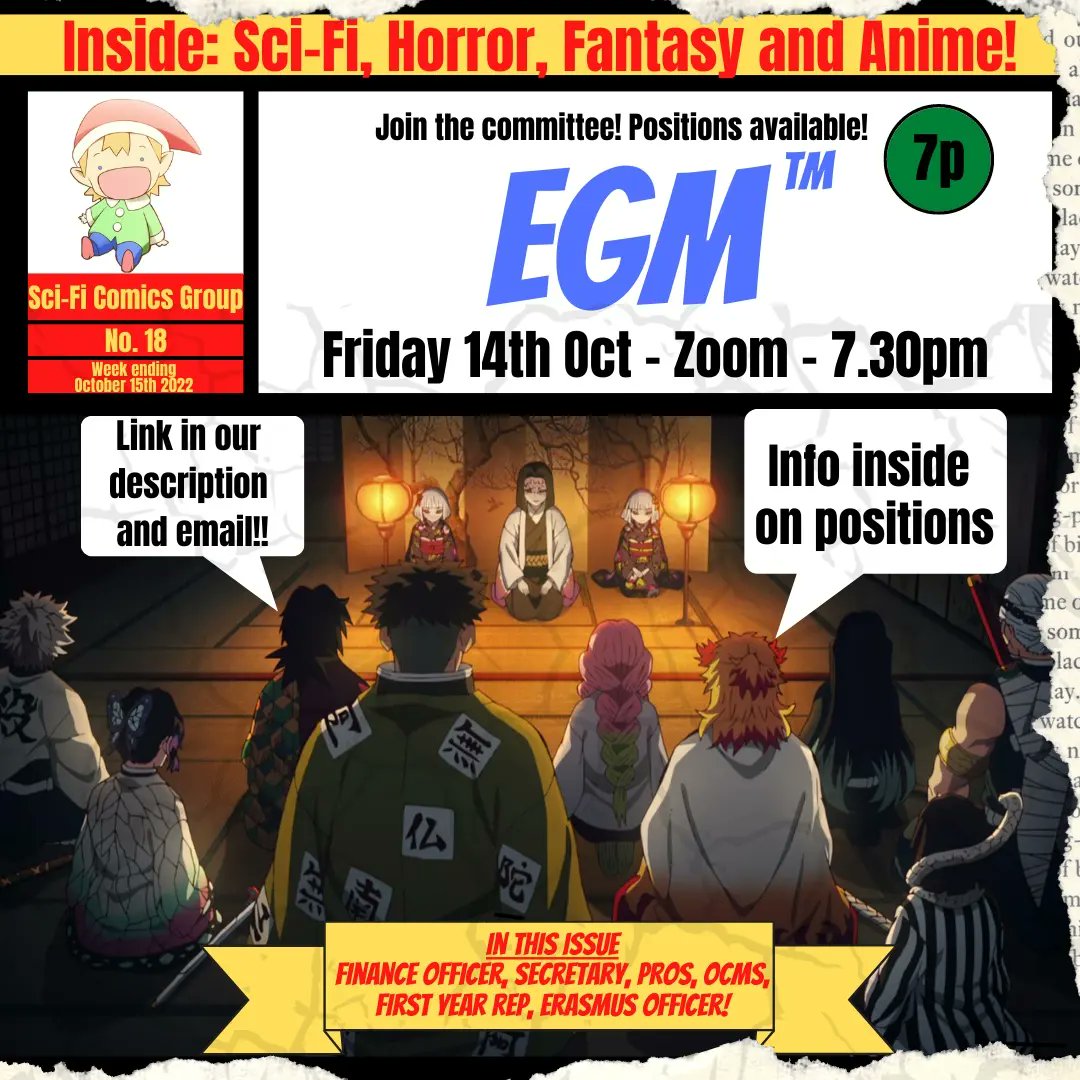 uccscifi's tweet photo. Next Friday, the 14th of October at 7:30pm we're going to be having our EGM on Zoom! 

Head to our Instagram to find out what roles we have available, and if you're interested in running for one just email us at scifi@uccsocieties.ie https://t.co/5geNNOVAtA
