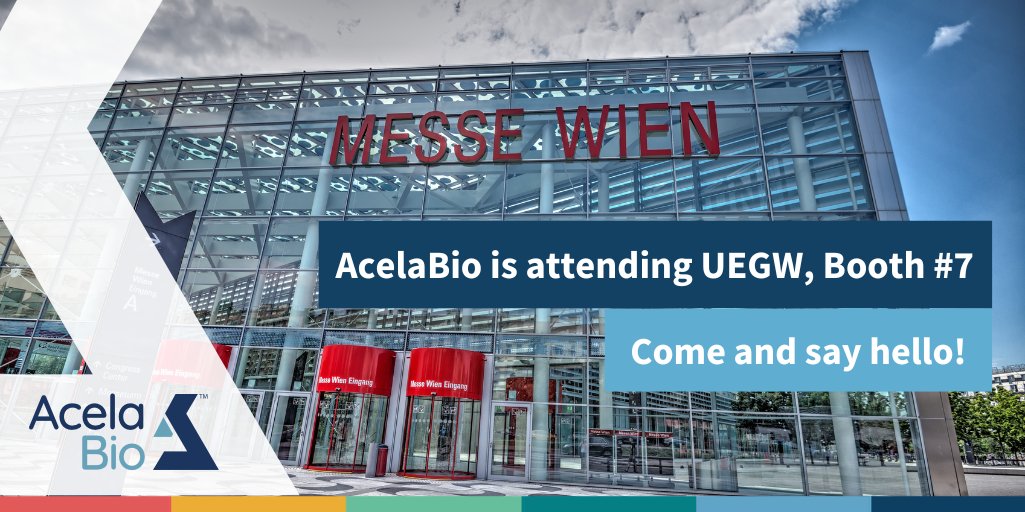 AcelaBioLab's tweet photo. AcelaBio is attending #UEGWeek from October 8-11. Come say hello and learn about our full-service offering for GI, Oncology and Dermatology! #MyUEGCommunity. @my_ueg https://t.co/2eEp9cS6ir