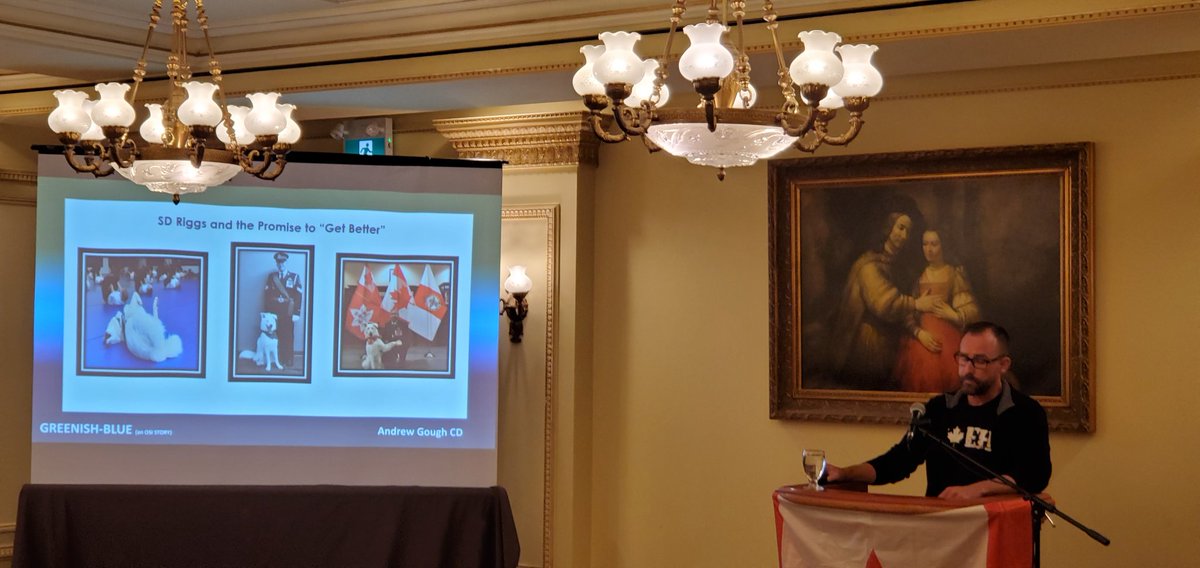 Events4Wellness's tweet photo. Andrew Gough and his service dog Riggs recounted his military and policing journey and resulting OSI to 90 mental health stakeholders at Invisible Wounds 7th Annual National Conference For First Responders Oct 6, 2022 in Niagara-On-The-Lake. Thanks Andrew. #Events4Wellness #MIAW https://t.co/P321C3MVaF