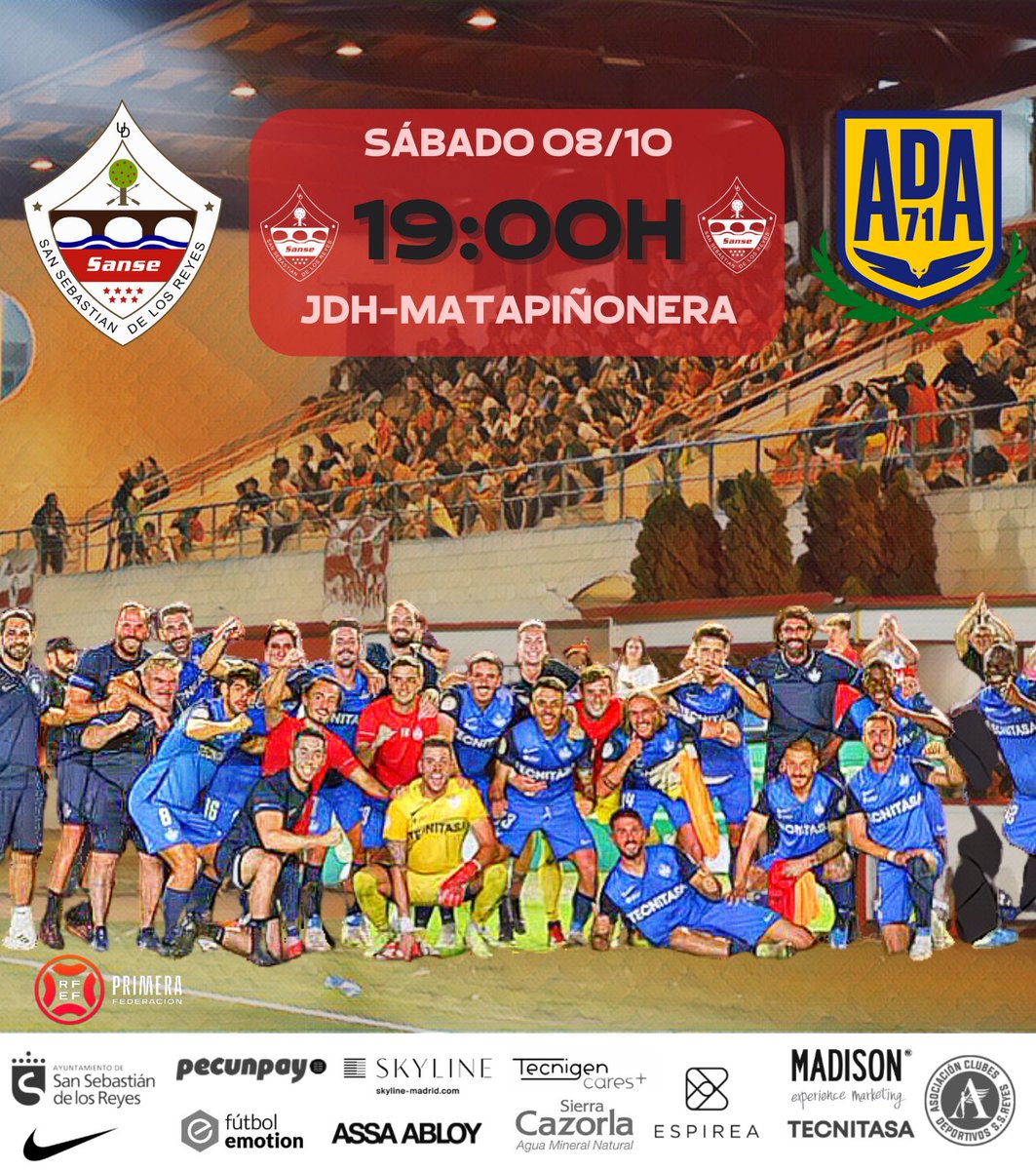 🚨𝗝𝗢𝗥𝗡𝗔𝗗𝗔 𝟳 | ¿𝗟𝗼 𝗿𝗲𝗽𝗲𝘁𝗶𝗺𝗼𝘀 𝗲𝗻 𝗠𝗮𝘁𝗮𝗽𝗶? ✌🏻

🆚 <a href="/AD_Alcorcon/">A.D. Alcorcón</a> 
📅 Sábado 8 de octubre 
⏰ 19:00h
🏟 JDH-Matapiñonera 

📺 𝐈𝐧𝐬𝐭𝐚𝐭 𝐓𝐕

¡𝘝𝘢𝘮𝘰𝘴 𝘚𝘢𝘯𝘴𝘦!🤍❤️🤍

#OhMiSanse🇵🇱 
#UDSanseAlcorcón
