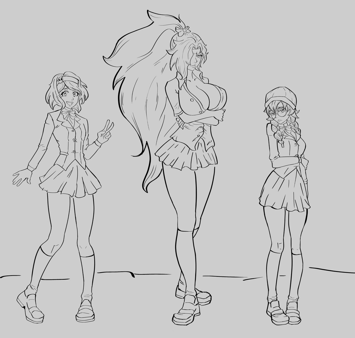 Madraws18's tweet photo. #wipart  dos personagens da mesa de #RPG de #Bleach na clássica roupa escolar de Karakura!!! Acompanhem essa saga lá na @digidrasil 

Personagem misteriosa, Akemi e Kagura OC de @Sir_PauloV 

#bleachoc #bleachrpg #BLEACH2022 #digitaldrawing #digitalart #animegirl https://t.co/pKTQkZTFuN
