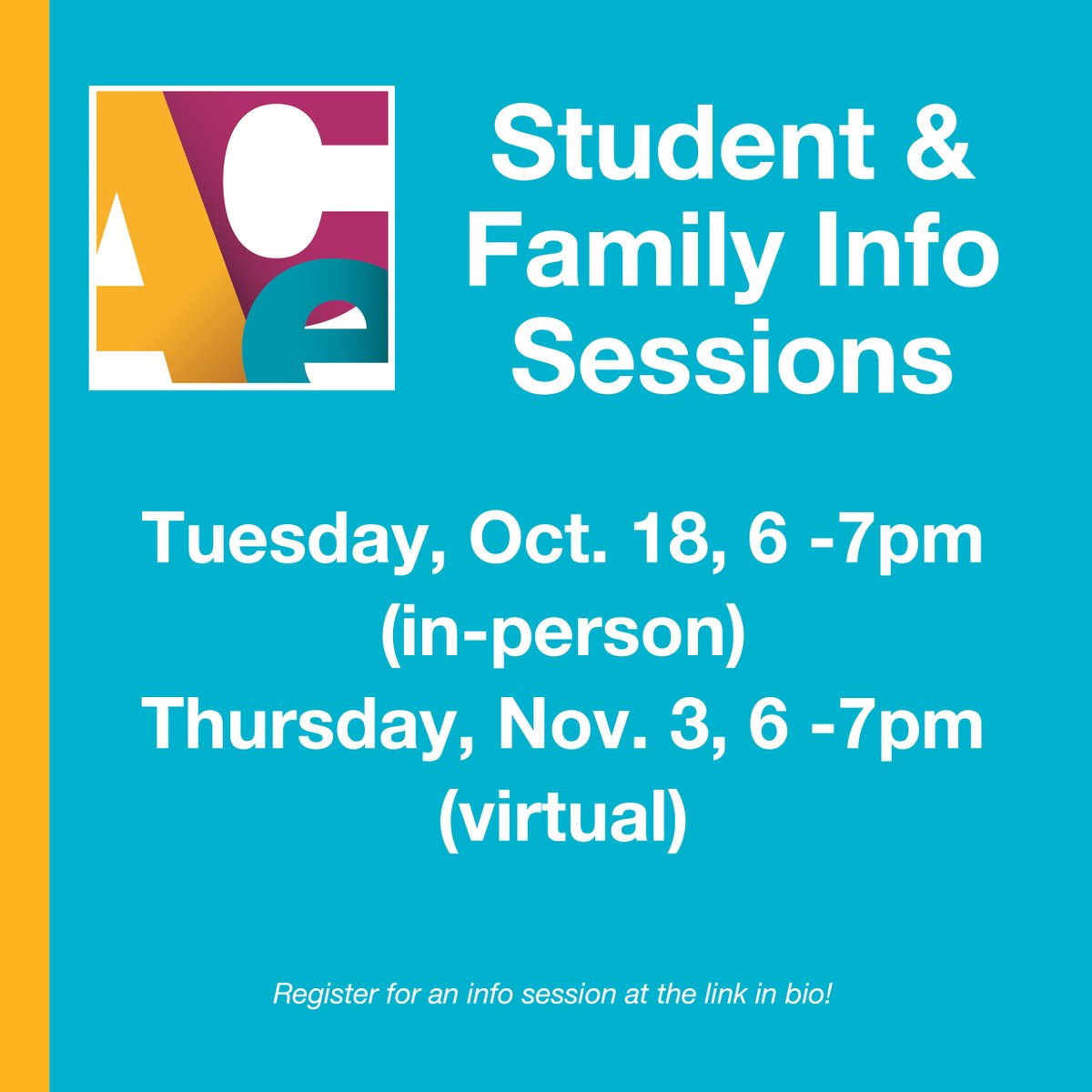 Students! Don't forget to sign up for an ACE Info session! Link to sign up is in our bio.