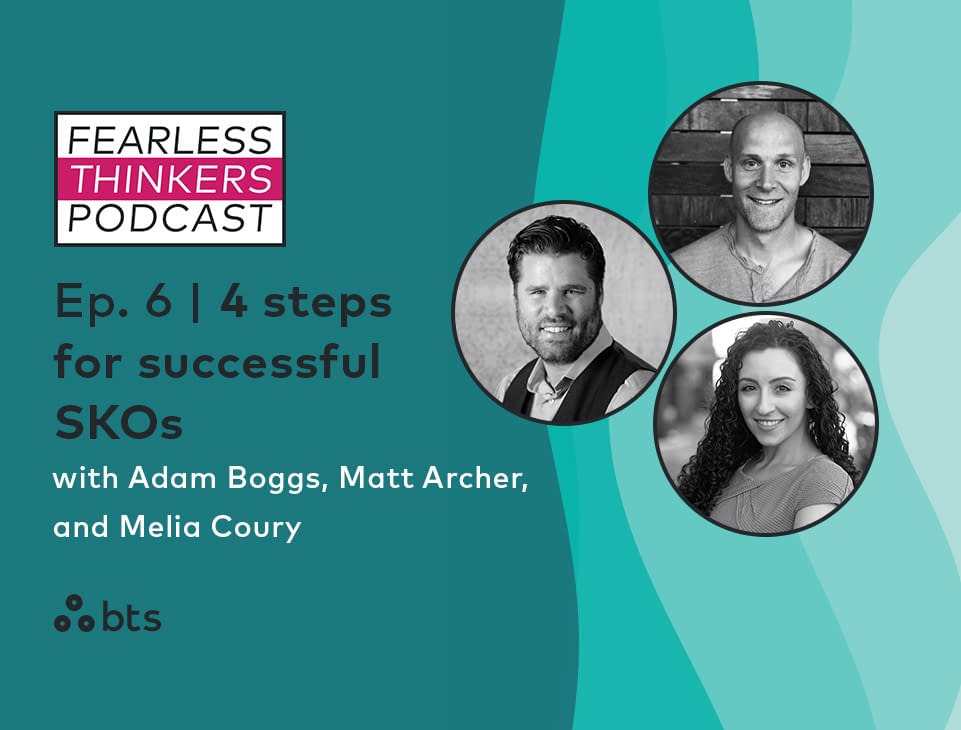 Adam Boggs, VP, Matthew Archer, VP, and Melia Coury, Senior Business Analyst at BTS discuss practical ideas for inspiring sales kick-offs. Listen on Spotify, Apple, and our website. #StrategyMadePersonal #salesandmarketing #eventplanning app.marketbeam.io/u/YQvK3o