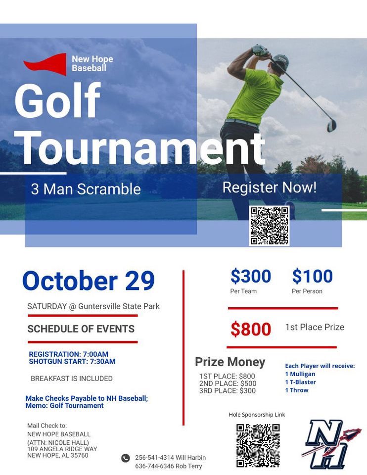 New Hope HS Baseball (@newhopehsbaseb1) on Twitter photo We are hosting our 1st golf tournament. Come out for a great time at Guntersville State Park. Thank you for supporting our program. <a href="/NHHS_Indians/">New Hope High School</a> We are hosting our 1st golf tournament. Come out for a great time at Guntersville State Park. Thank you for supporting our program. <a href="/NHHS_Indians/">New Hope High School</a>