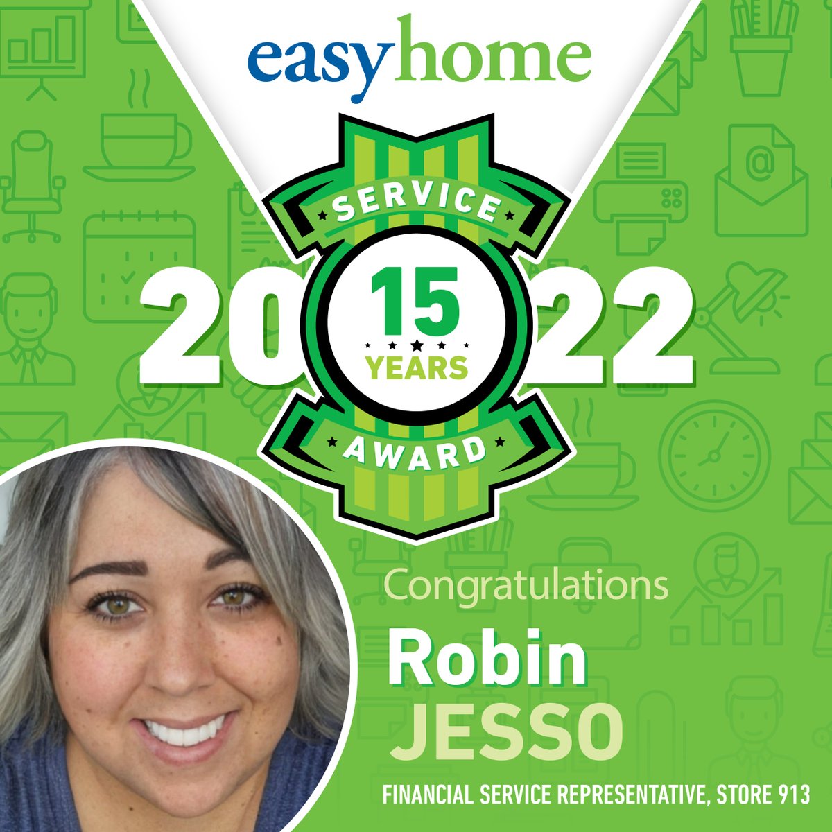Seeing our employees reach incredible milestones brings us so much joy! #Congratulations to Robin Jesso on her 15-year anniversary at goeasy. Your passion &amp; hard work have helped many Canadians improve their financial futures. #Thankyou #wearegoeasy #employeeappreciation