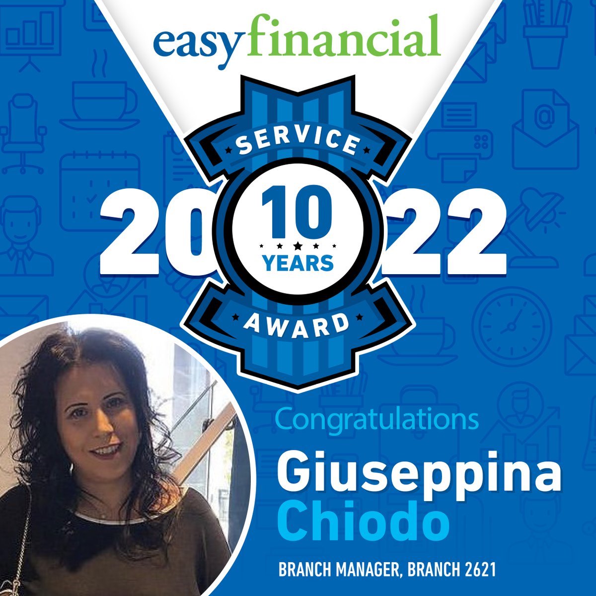 Shout out to Guiseppina Chiodo who's celebrating 10 years on the goeasy team! #Congratulations &amp; #thankyou for your continued effort in improving the financial futures of so many Canadians! #wearegoeasy #employeeappreciaton
