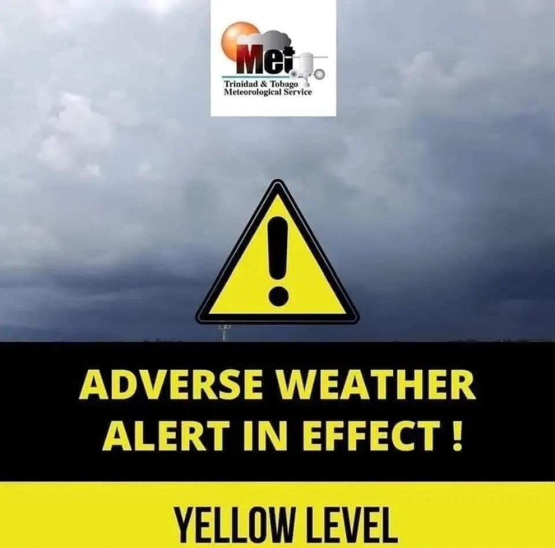 ⚠️UPDATE⚠️ ADVERSE WEATHER ALERT #4 - YELLOW LEVEL

Adverse Weather Alert - Yellow Level remains in effect for Northern Trinidad, Tobago and surrounding marine areas until Friday, Oct 7, 2022, 12:00 PM!

 More information: metoffice.gov.tt