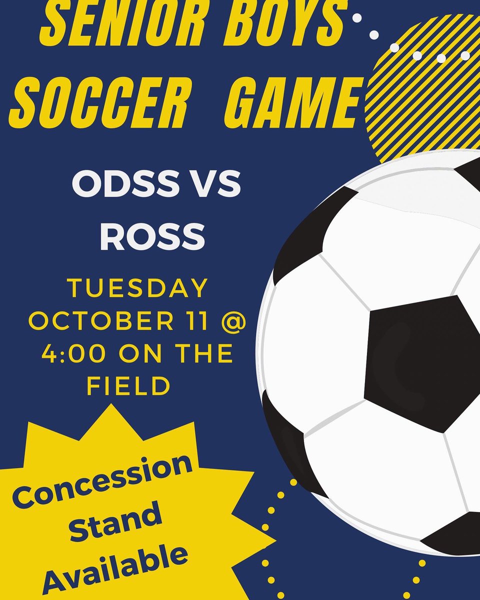 odssinfo's tweet photo. Hey Bear 🐻,
Come support our athletics and entrepreneurship class, by coming out on Oct 11 @ 4:00pm to watch the JR girls basketball 🏀 and SR boy soccer ⚽️ game. Concession will be available to purchase. Also, family and friends are welcome to come and watch. 
See you there! https://t.co/ikKOq4gWJr