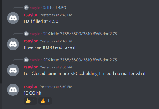 PrecisionO_F's tweet photo. #OptionsTrading can be very risky. Luckily, #trading #spreads helps us with #riskmanagement and can also lead to some pretty big #wins! These spreads from yesterday closed for over 300% in less than 2 hours! First month free in the #discord, link in bio. https://t.co/ZPHHj4RTI5