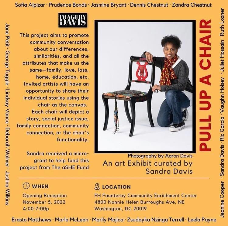 Women's Caucus for Art of Greater Washington, DC. (@wcadcorg) on Twitter photo Curated by <a href="/greenartSandraD/">Sandra Davis</a>, the purpose of this project is to promote community conversation about our differences, similarities, and all the attributes that makes us the same. Each chair depicts a story, family connection, heritage, community, health and wellbeing, and more. Curated by <a href="/greenartSandraD/">Sandra Davis</a>, the purpose of this project is to promote community conversation about our differences, similarities, and all the attributes that makes us the same. Each chair depicts a story, family connection, heritage, community, health and wellbeing, and more.