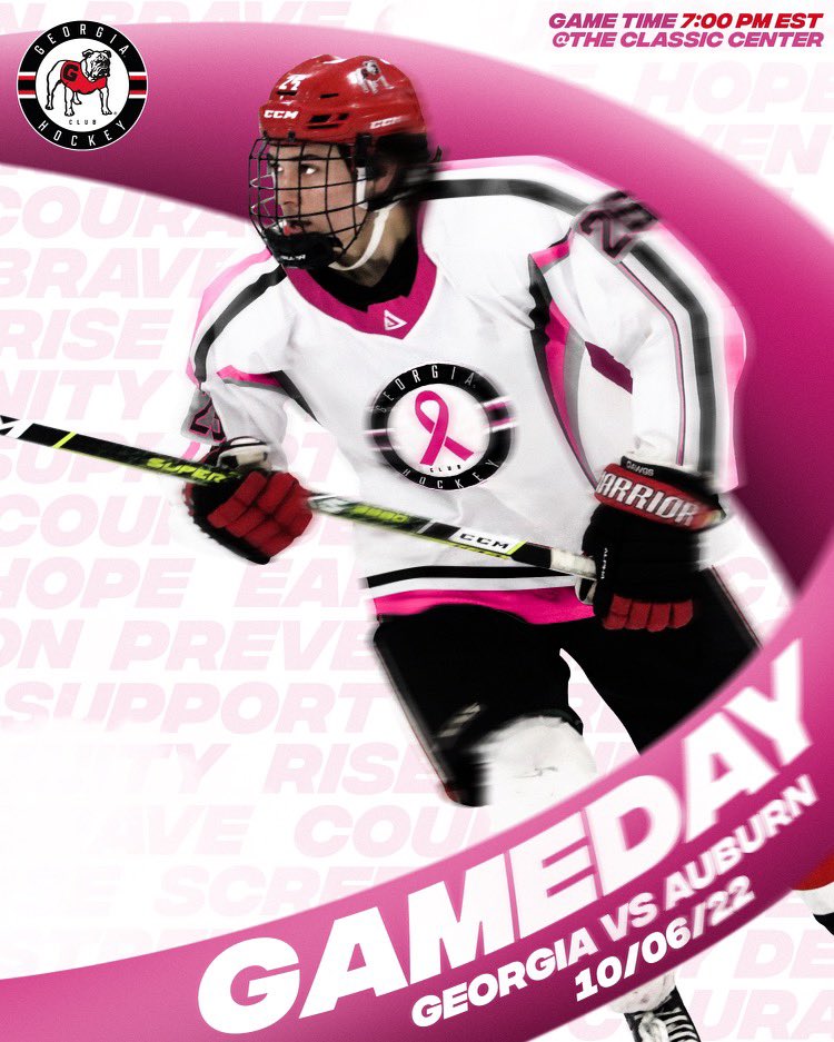 The Dawgs are BACK IN ATHENS for their SOLD OUT game tonight against Auburn! The team will be wearing their Pink in the Rink sweaters in honor of Bulldogs Battling Breast Cancer! 

🆚 <a href="/AuburnHockey/">Auburn Men's Ice Hockey</a> 
📍 The Classic Center
⏰ 7:00PM
🎥 Live streaming available via Youtube