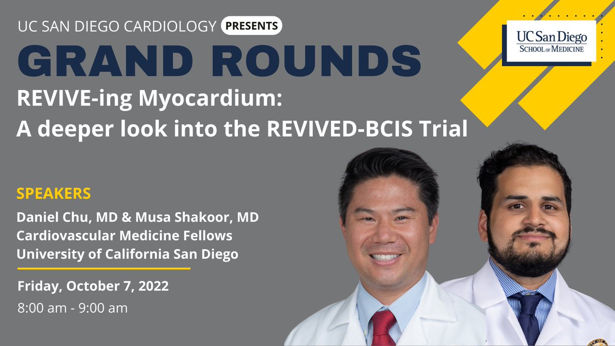 UC San Diego Cardiology (@ucsdcardiology) on Twitter photo Our Journal Club series continues with second year fellow Daniel Chu and first year fellow Musa Shakoor presenting the REVIVED-BCIS trial <a href="/UCSDCardFellows/">UC San Diego Cardiology Fellows</a> Our Journal Club series continues with second year fellow Daniel Chu and first year fellow Musa Shakoor presenting the REVIVED-BCIS trial <a href="/UCSDCardFellows/">UC San Diego Cardiology Fellows</a>