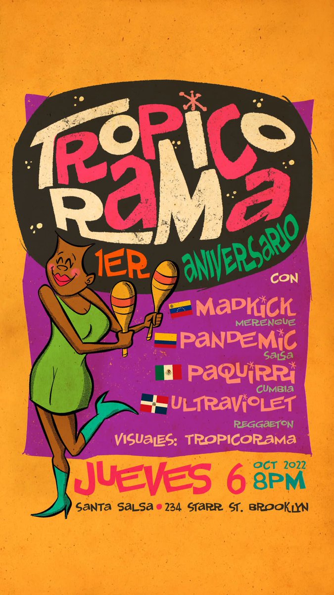 Nos vemos esta noche en <a href="/santasalsanyc/">Santa Salsa</a> celebrando nuestra latinidad en el 1er aniversario de #tropicorama ¡Lleguen temprano! 

Flyer by me! ☺️