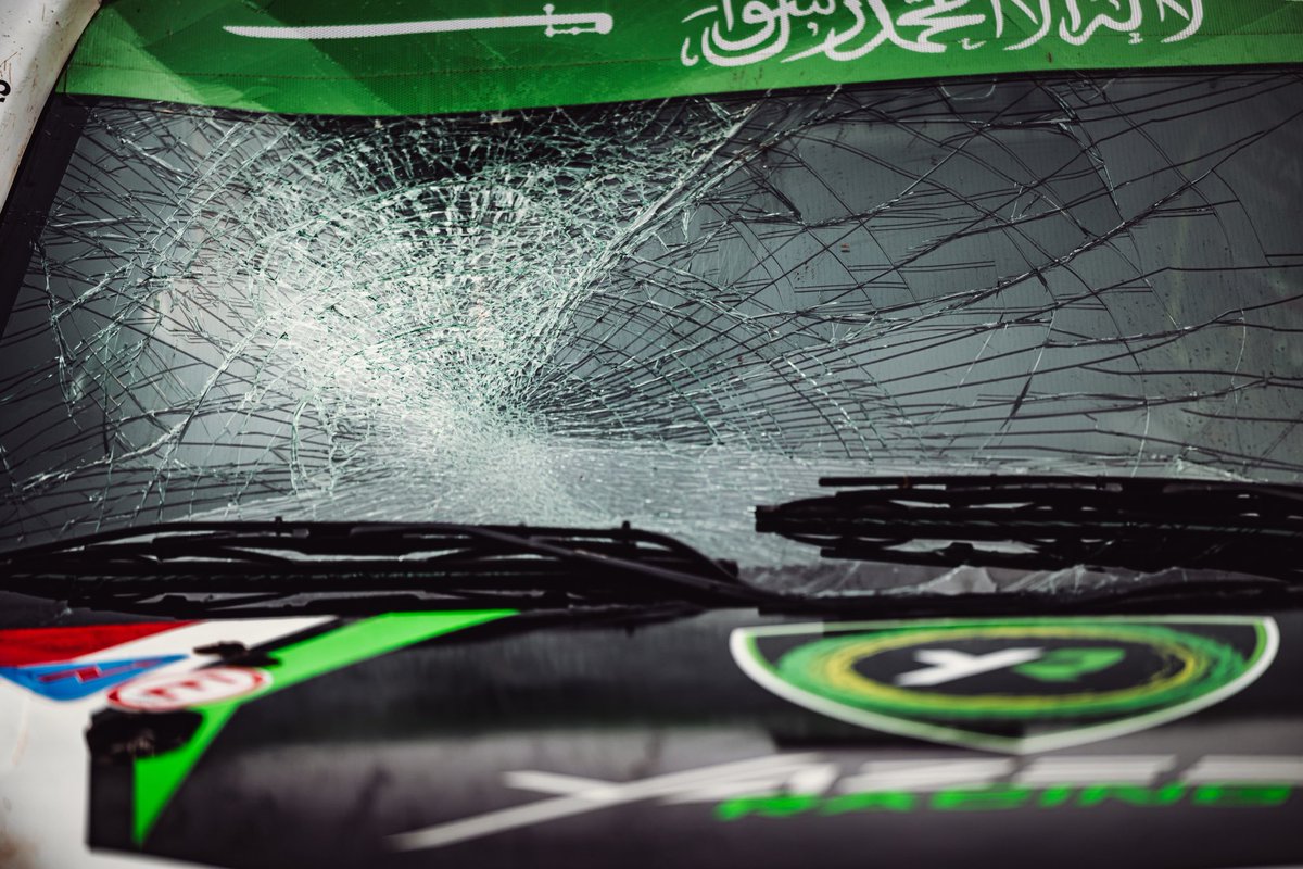 YazeedRacing's tweet photo. Indeed, Yazeed & Dirk suffered a low visibility in the second part of the stage 👀 but luckily they’ve finished the rally safely!
They hitten by a big bird 🐦
#LEG5 #FIA #W2RC #RALLYEDUMAROC https://t.co/w825EuTblv
