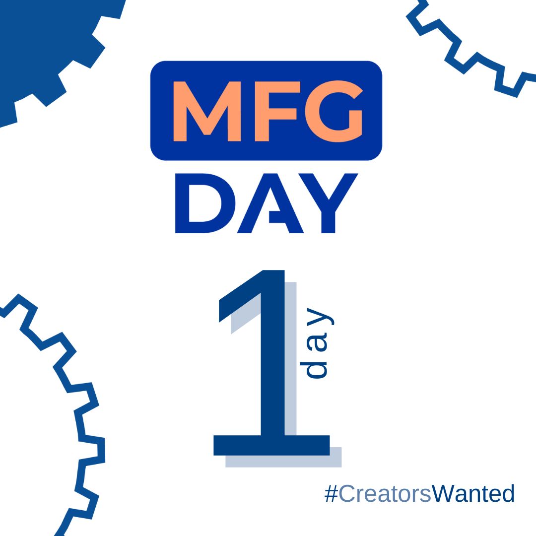 Just 1️⃣ day until we celebrate National Manufacturing Day + Week! #MFGDay22

DYK? ➡️ U.S.-manufactured goods exports totaled nearly $1.2 trillion in 2020. (According to <a href="/ShopFloorNAM/">The NAM</a>) 

#CreatorsWanted #AllentownEDC