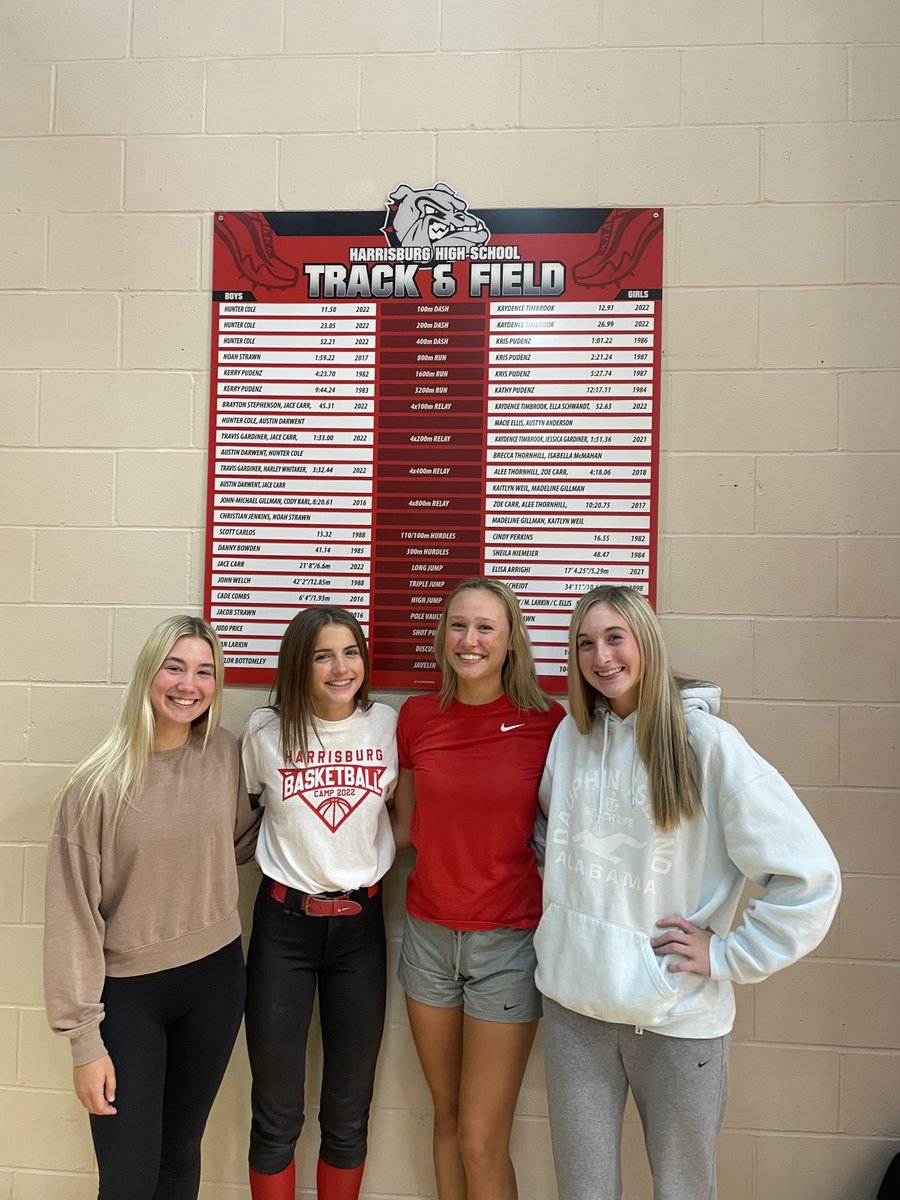 Harrisburg Girls 4x100m Relay school record holders all return this spring! ⁦@Harrisburgath⁩ ⁦@harrisburgr8⁩ ⁦@allicatt17⁩ ⁦@DGP_Geisler⁩ ⁦@Whitfam8⁩