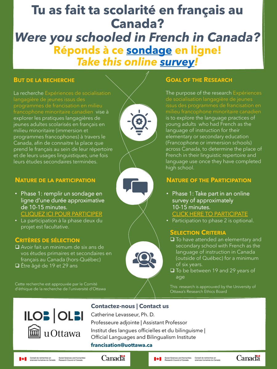 Le projet Francisation &amp; jeunesse en milieu minoritaire voit grand! Tous les jeunes 19-29 ans scolarisés en FR au Canada (Hors-Qc), écoles francophones ou immersion peuvent maintenant participer! 
Voici comment (1/5):
1) Aimez et partagez notre page Fb  facebook.com/profile.php?id…