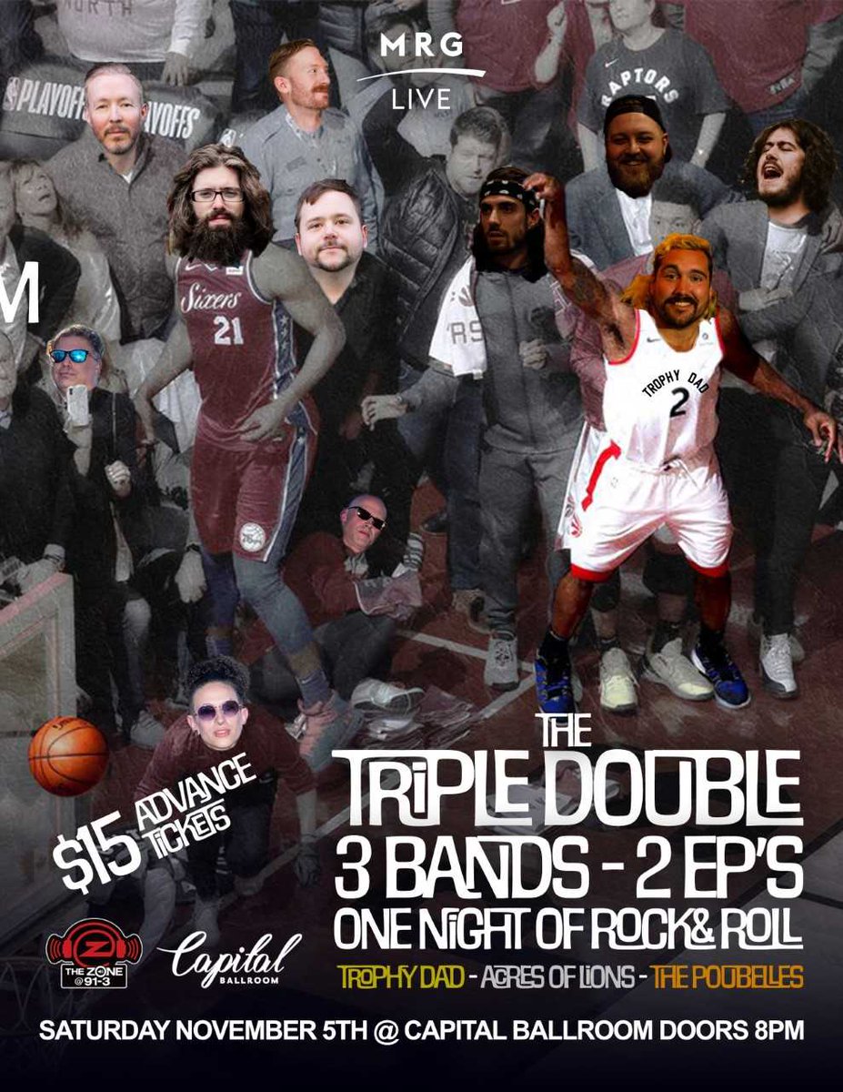 TheZone913's tweet photo. ZONE SHOW ALERT!
Local legends and former Bands of the Month, @TrophyDadMusic, @acresoflions, and @ThePoubelles  are coming together for one night of rock and roll at the Capital Ballroom! 
Saturday, November 5th 2022
 $15 advanced 
Ticket link:  
https://t.co/buGuzX5306
-Jenny https://t.co/q5FeX0pjNd
