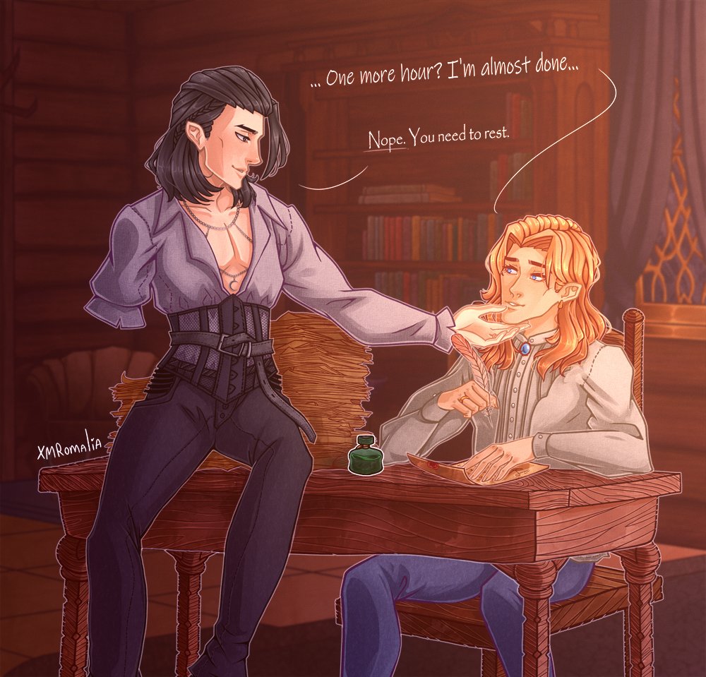 nerimaha_art's tweet photo. Sometimes Lord Rayne really needs a reminder to not stay up so late. Fortunately, there is a person that Baden will listen to, even if he really wants to finish the job today...

#AFKArena #AFKアリーナ #thane #baden #thaden https://t.co/gi0rNaImjD