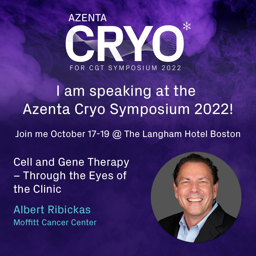 AzentaSciences's tweet image. We&apos;re excited to have Albert Ribickas join us for the #Azenta Cryo Symposium happening in Boston on Oct 17-19 speaking about advanced therapy implementation from a clinical perspective. Learn more &amp;amp; save your spot here: lnkd.in/eZVtziUN #cellgenetherapy #cryopreservation