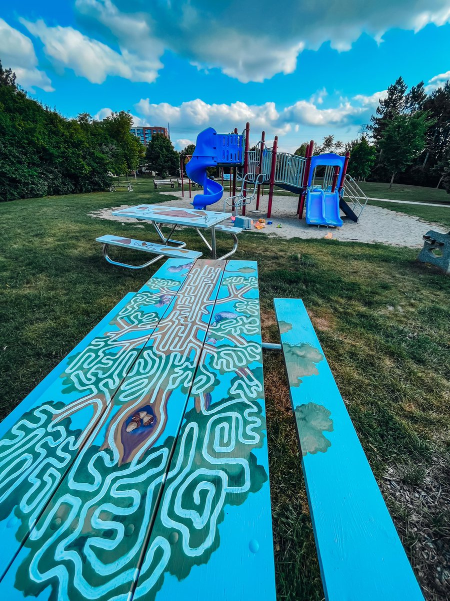 CreateWaterloo's tweet photo. Create Waterloo is excited to present the 2022 Neighbourhood Picnic Tables.🧺

Since 2021, a total of 30 picnic tables have been painted by local artists in 10 different neighbourhood parks.
⠀
Find them by visiting https://t.co/jStHNRB9Nx 🌟

#WaterlooPublicArt #CreateWaterloo https://t.co/z4puCE7XcK