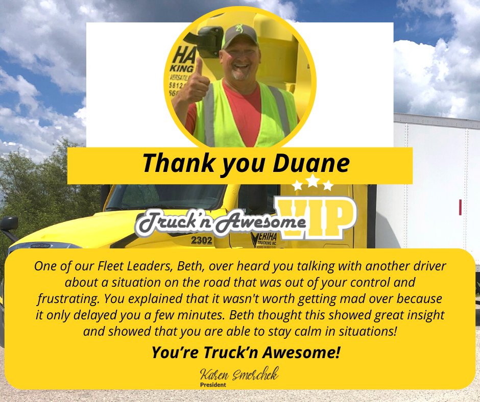 VerihaTrucking's tweet photo. Well done Duane! - You're Truck'n Awesome!πππ
#Verihatrucking #cdldriver #truckdrivers #vip #Trucking #Truckdriver #Keepontrucking #Truckingjobs #Imatruckdriver #Thankatrucker #Wisconsin #Michigan #Iowa #Indiana #Illinois #Ohio #truckingindustry #Verihavip https://t.co/qwboUm0n1F