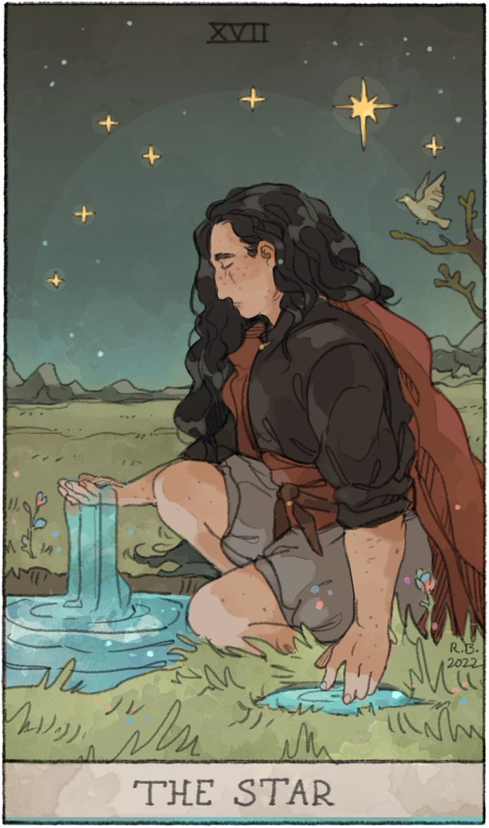 artist_ratthew's tweet photo. trying to make a lil d&amp;d tarot set! slightly different card layout from what i usually go with. here's the player characters from my homebrew campaign, Heartland: Verna (@/iijadraws on tumblr) and Rhiam (@artharakka) 💚 https://t.co/BsgH6IsJMU