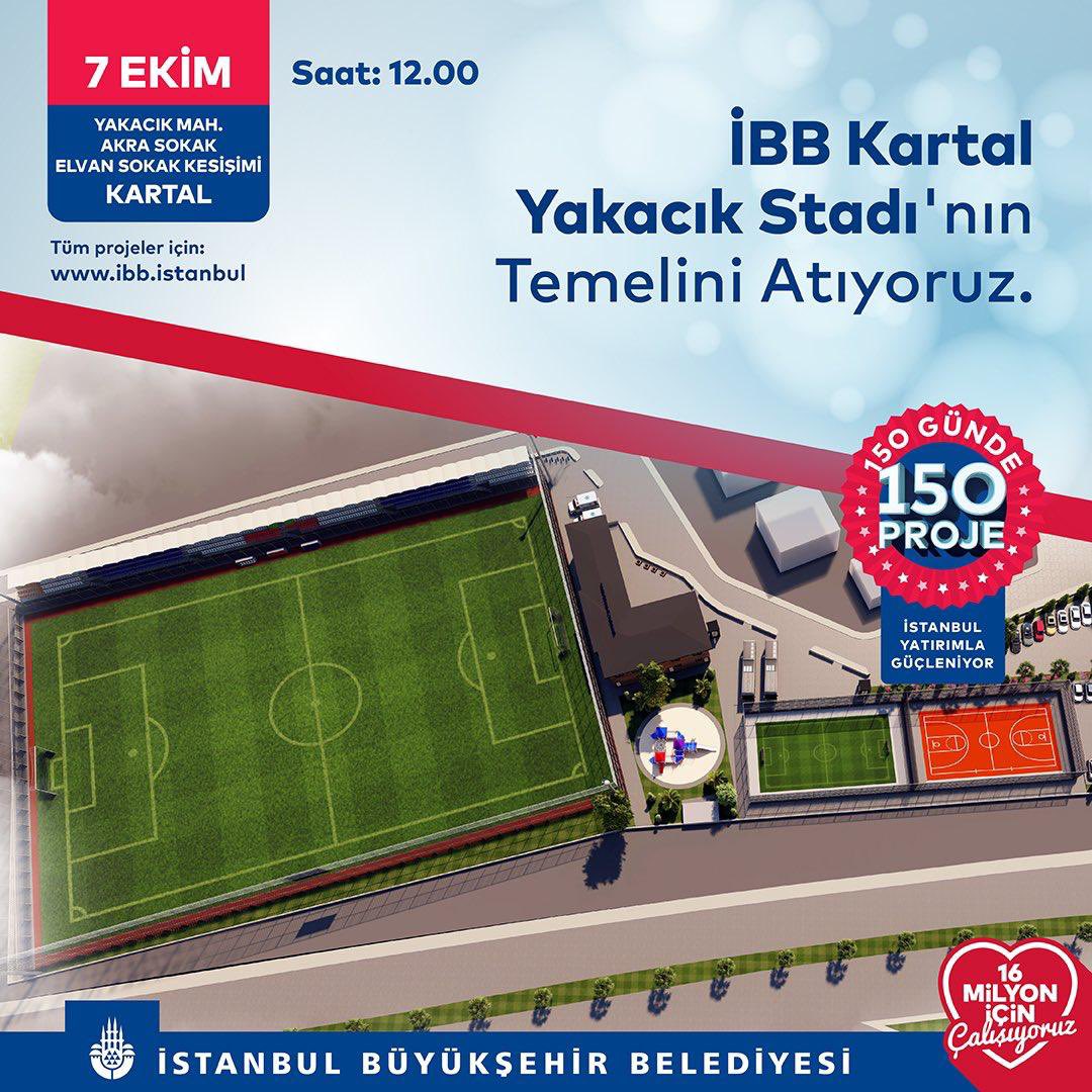 Yakacık Mahallesi'nde @istanbulbld ile birlikte Yakacık Stadı'nın temelini atıyoruz. Tüm komşularımızı bekleriz. 🏟️ 🗓️ Tarih: 7 Ekim Cuma ⏰ Saat: 12:00