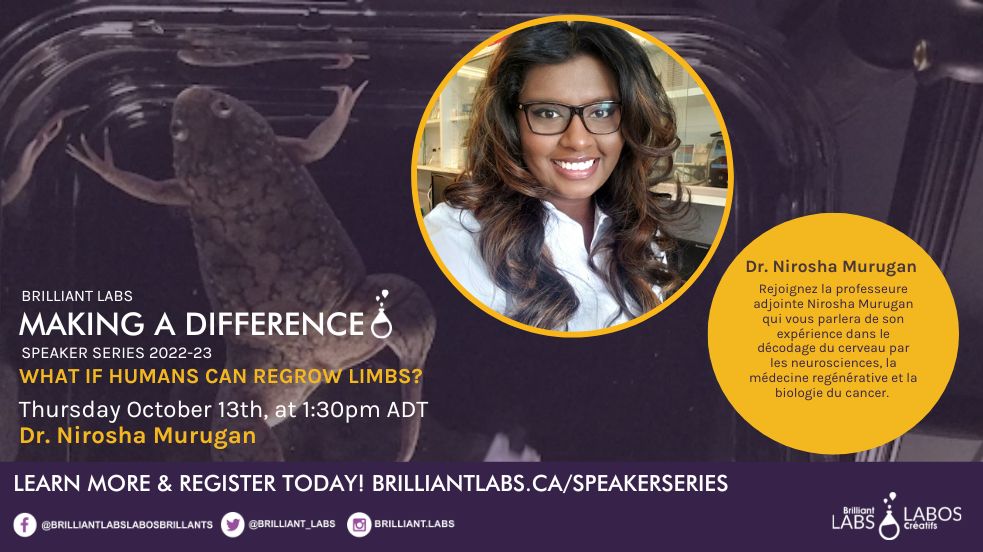 brilliant_labs's tweet photo. What if humans can regrow limbs?
Join Assistant Professor @msahsorin on Oct. 13th as she discusses her experiences in hacking the brain through neuroscience, regenerative medicine, and cancer biology. 

Register here: https://t.co/JrWjFGfq70

#BLSpeakerSeries https://t.co/1gsFNQDrwB