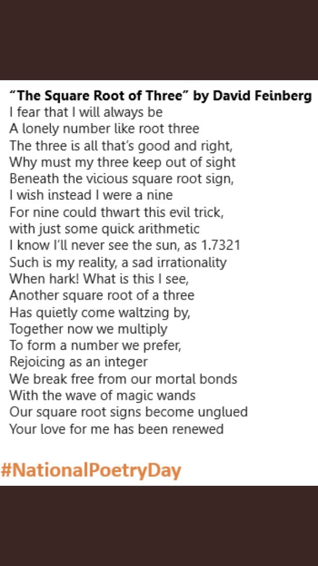 kesbathMaths's tweet photo. #NationalPoetryDay https://t.co/4FDXfDDvQz