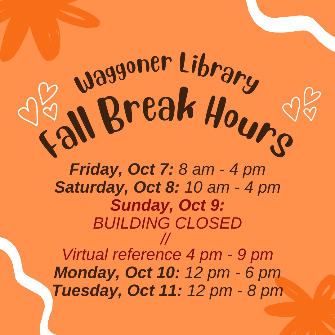 Reduced hours starting Friday evening! Save this or check our website (hours always shown + linked in the lower-right corner) so you don’t get an unhappy surprise!
library.trevecca.edu/waggonerhours