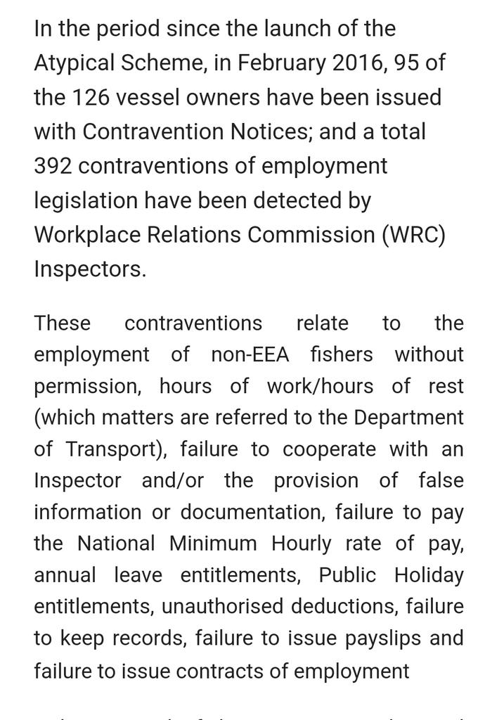 mobrien1975's tweet photo. Remarkably candid response from @LeoVaradkar to @MickBarryTD revealing that 75% fishing vessel owners eligible to employ non-EEA migrant labour have had adverse findings made against them by the @WRC_ie inspectorate! @ITFglobalunion @BrianOD_News @ammowalsh #GiveFishersABreak https://t.co/zamyrToZda