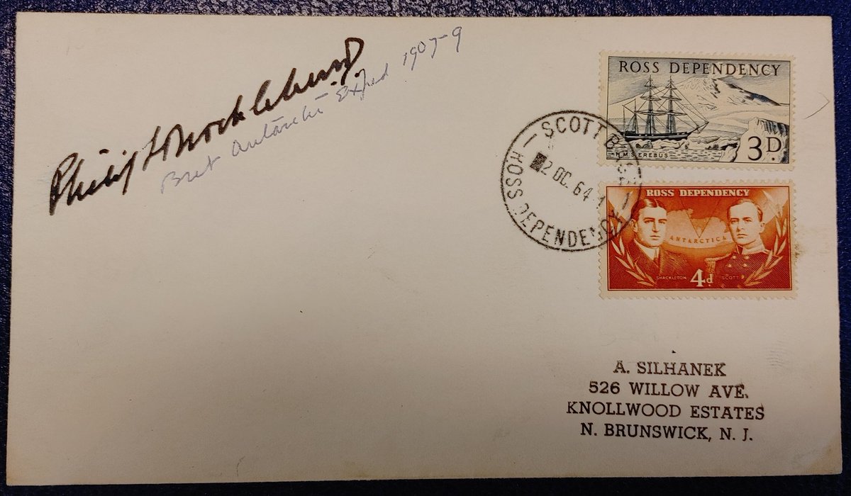 AllNations1949's tweet photo. Philip Brocklehurst signed 1964 Antarctic Cover. Lot 149 in our 8 Oct online auction.
#antarctica #antarcticexplorers #antarcticpostalhistory #onlineauctions https://t.co/cccJQsnV8g