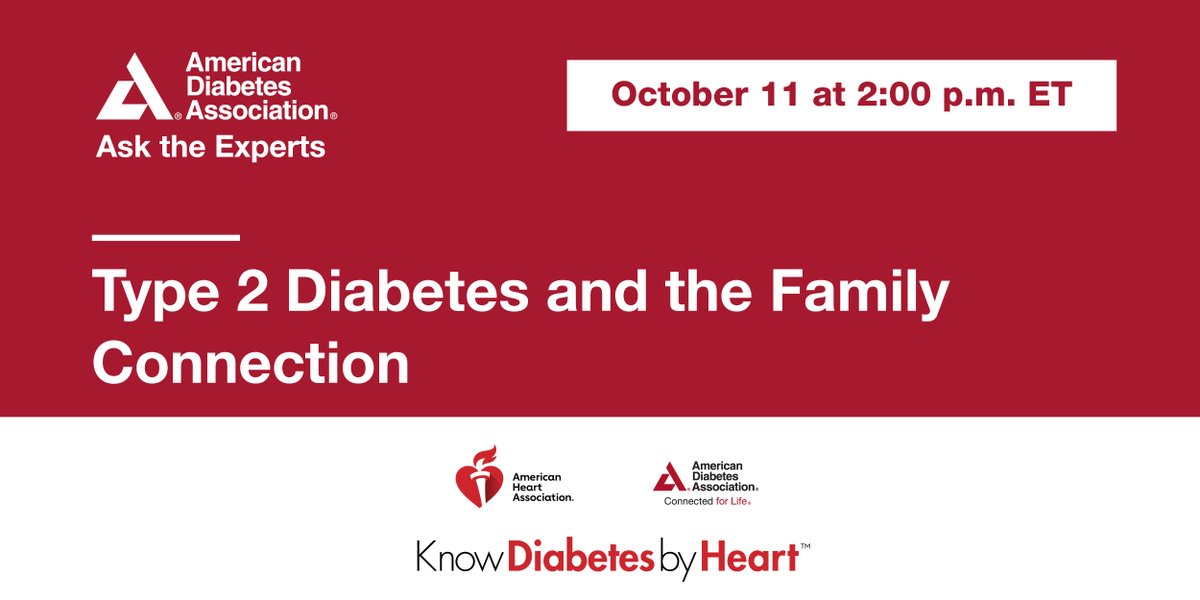 AmDiabetesAssn's tweet photo. We are FIVE days away from Ask the Experts: Type 2 Diabetes and the Family Connection. Join us on October 11 as we discuss ways that your family members can best support your diabetes care journey. Register Today: https://t.co/sxIWsjoVzo. #KDBH https://t.co/I0wl4he4c0