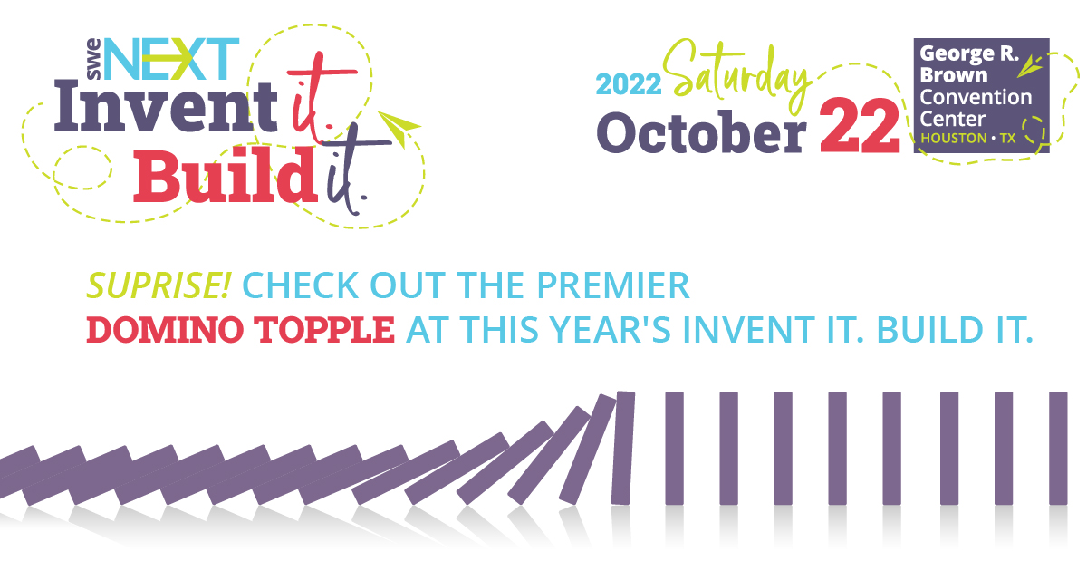 SWENext's tweet photo. Fun and excitement await at this yearโs #InventItBuildIt with a one of a kind Domino Topple featuring previous participants from @FOXTV's hit show Domino Masters! Witness the design of a domino masterpiece and watch it topple LIVE at the Outreach Expo! https://t.co/WOIXp78Rbk https://t.co/nWGQZf8LIu