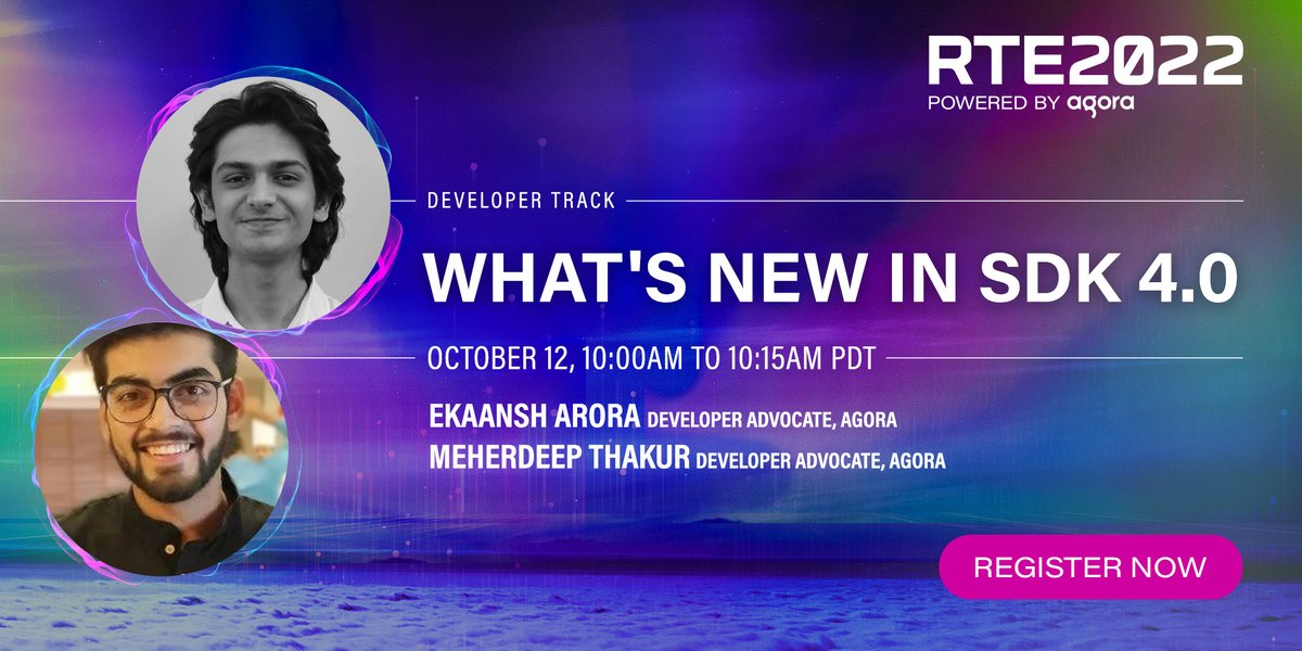 AgoraIO's tweet photo. Agoraβs Voice and Video SDKs provide the flexibility, simplicity, and power necessary to build amazing interactive experiences. Learn about the next generation of SDKs with #AgoraDev @Ekaansh and @ThakurMeherdeep at #RTE2022.
Register for freeπ
https://t.co/uvgwJOZuYE https://t.co/YPp0K8r22M