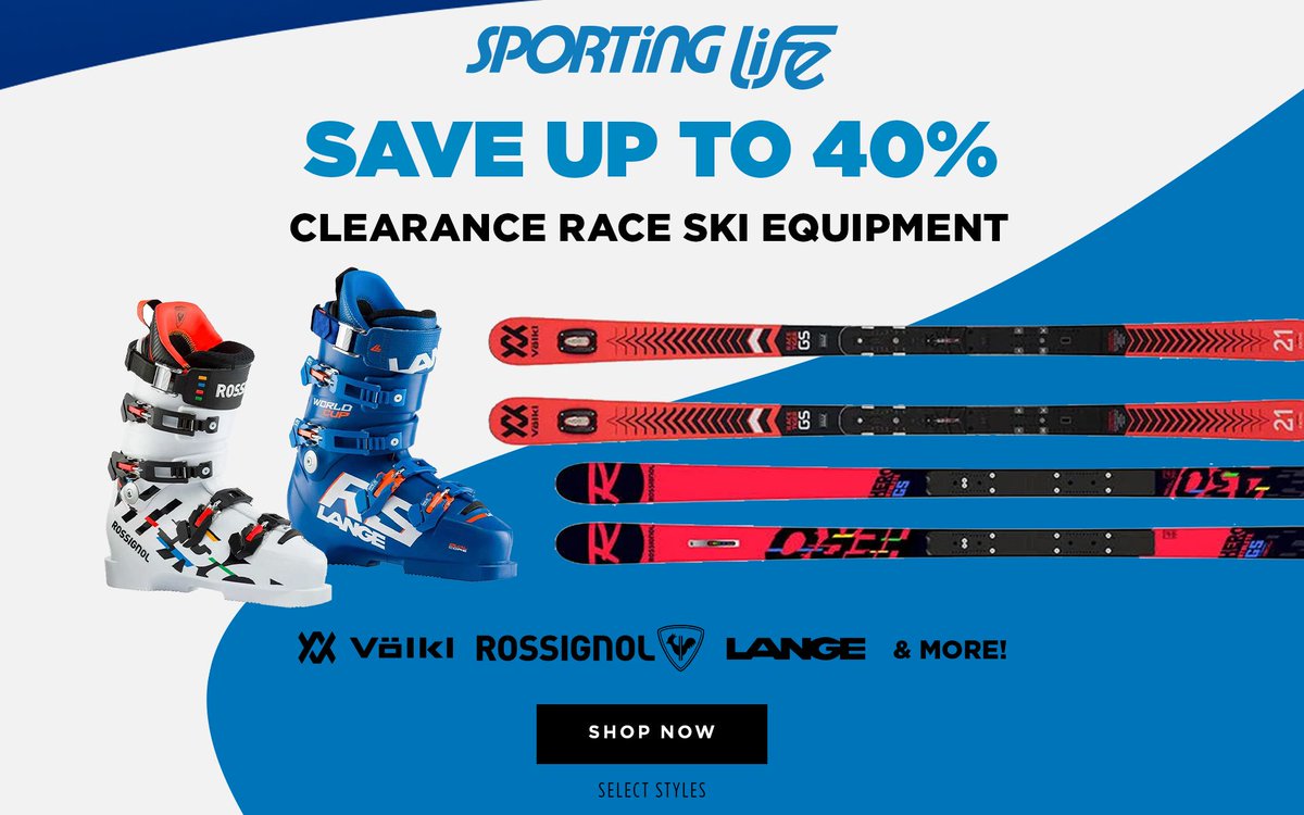 Save with <a href="/sportinglifeca/">Sporting Life</a> ! Up to 40% off Clearance Ski Race Equipment including <a href="/volklskis/">Völkl Skis</a> <a href="/rossignol_1907/">Rossignol</a>  <a href="/langeboots/">Lange Boots</a> and more. Select styles. 
Shop: bit.ly/SportingLifeNEW