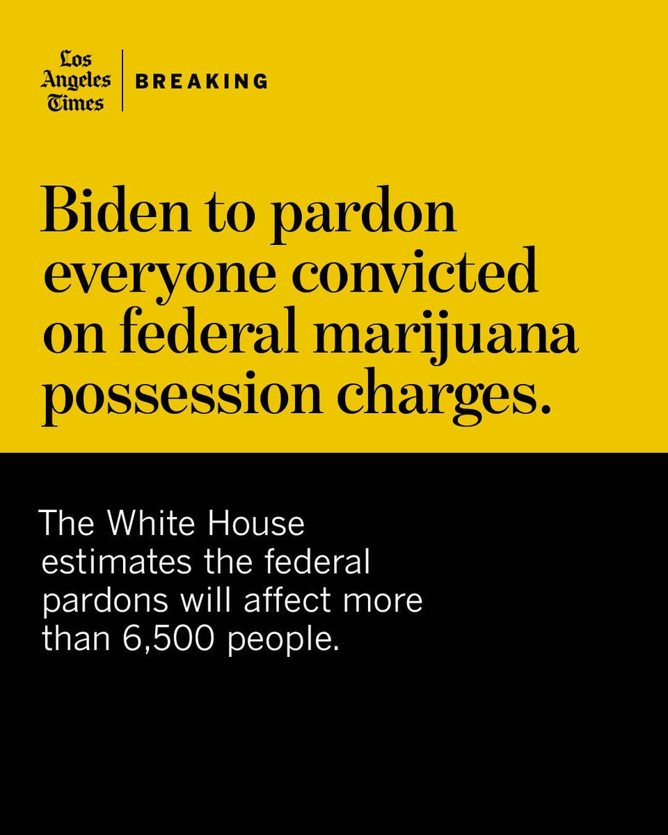 latimes's tweet photo. “As I said when I ran for President, no one should be in jail just for using or possessing marijuana,” President Biden said.

Read more at https://t.co/sUgrWppBbc https://t.co/6z8W9M4chZ