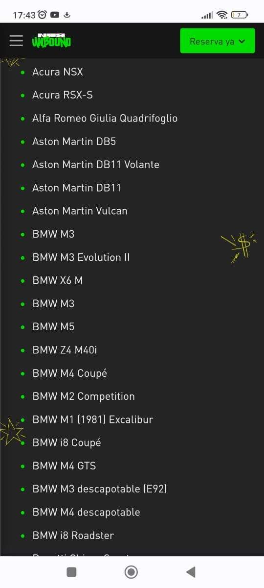 NachttoT's tweet photo. La lista de los autos del nfs unbound, la verdad me encantó el tráiler y ya espero verlo https://t.co/gBbop3J34X