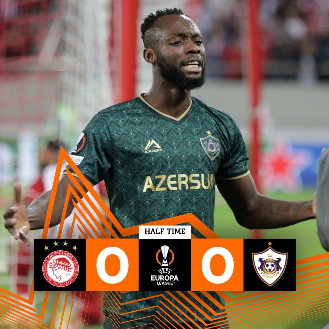 FKQarabagh's tweet photo. Half Time

#UEL #OLYQFK https://t.co/r43ZkLg2jx