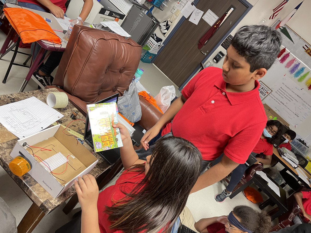 naughton93's tweet photo. @Watson_Wildcats came home from a great field trip and now our 5th graders are hard at work on our Buzzing Alarm challenge for #gisdScience STEAMposium competition. https://t.co/wxU52aO4Ry