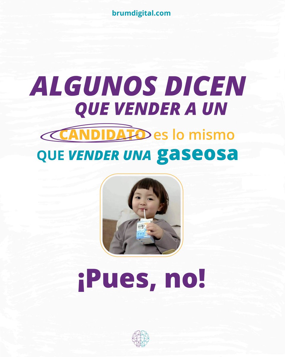 brum_digital's tweet photo. #MeDaTemor que digan que vender un candidato, es lo mismo que vender una gaseosa. Cada campana es única y tiene necesidades distintas 💡. En @brum_digital tenemos experiencia y creamos tu estrategia de comunicación, direccionada a lograr tus objetivos 🏆. https://t.co/Ve9079D0Tl