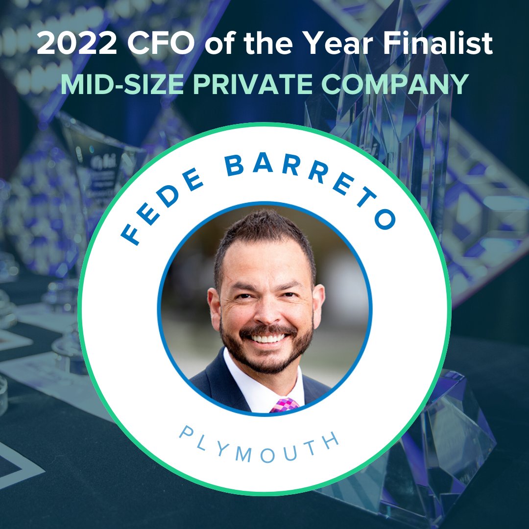 FEIChicago's tweet photo. Congratulations to Fede Barreto of Plymouth on being a Mid-Size Private Company Finalist for the 2022 CFO of the Year Awards! Learn more about Mr. Fede Barreto: https://t.co/29AskFG4jo https://t.co/wd1VgHzNE3