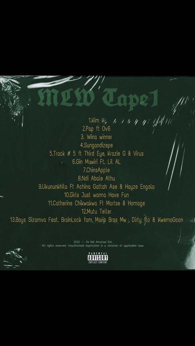 Crispy_malawi's tweet photo. Crispy MLW Tape 1 💿Tracklist 🇲🇼🚀🌎🔥 https://t.co/44puAKpfNt