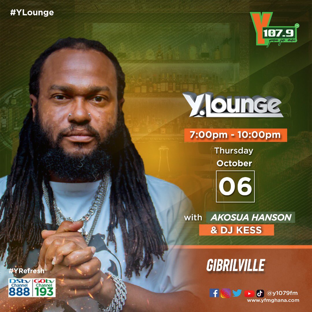 YFM ACCRA (@y1079fm) on Twitter photo Catch <a href="/Gibrilville/">Gibrilville</a> on the #YLounge w/ <a href="/AkosuaHanson/">Moongirls🌛🌟</a> & <a href="/DjKessGh/">🦂Kessington™️</a>🔥 We will be discussing new music & more!💫 Catch <a href="/Gibrilville/">Gibrilville</a> on the #YLounge w/ <a href="/AkosuaHanson/">Moongirls🌛🌟</a> & <a href="/DjKessGh/">🦂Kessington™️</a>🔥 We will be discussing new music & more!💫