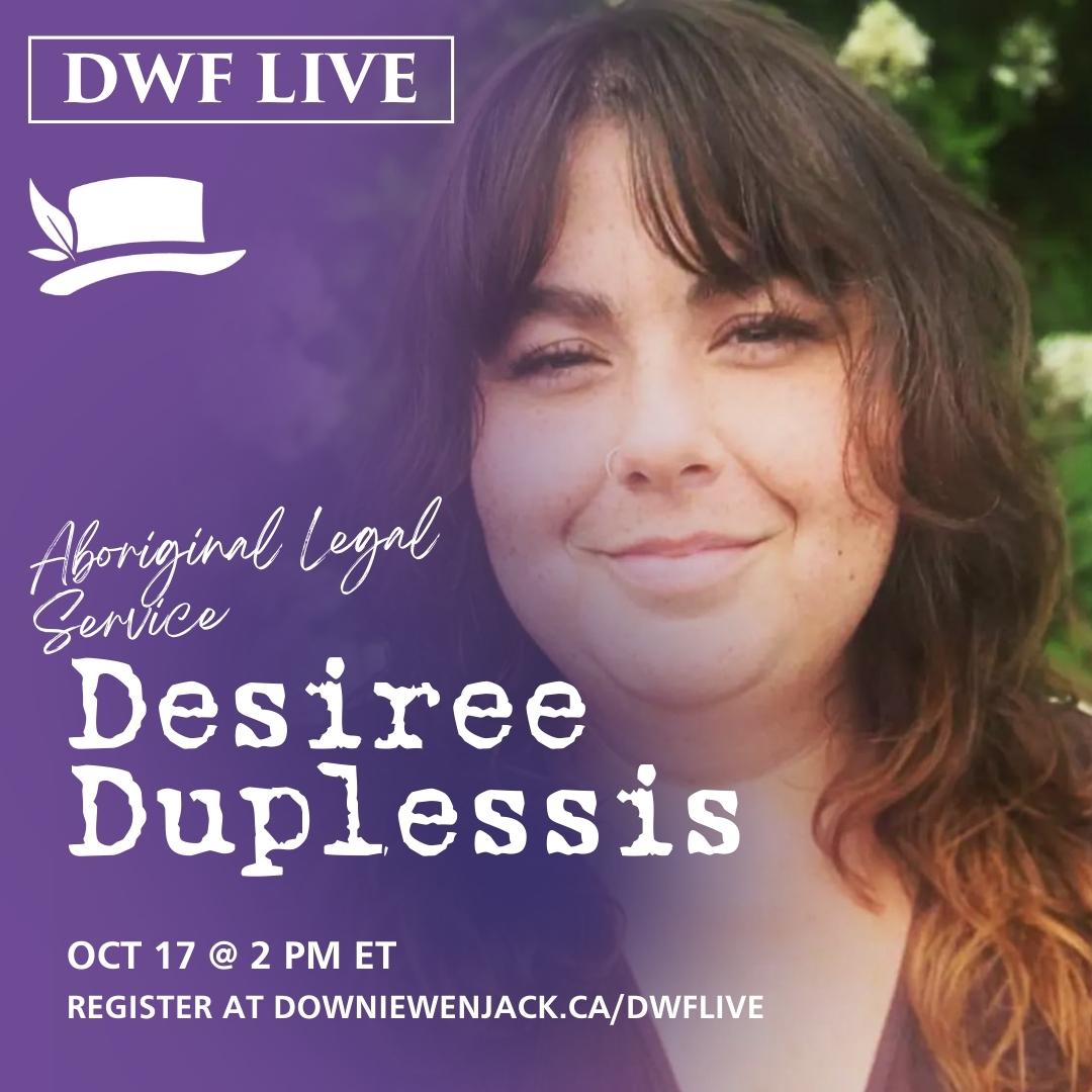 #LegacySchools, join us for DWF LIVEs throughout Secret Path Week (Oct. 17 - 22)! Check out our exciting events for Monday, October 17: @Classic_Roots, @jacemartinmusic, and Desiree Duplessis. Register for these and more at: downiewenjack.ca/dwflive/regist…