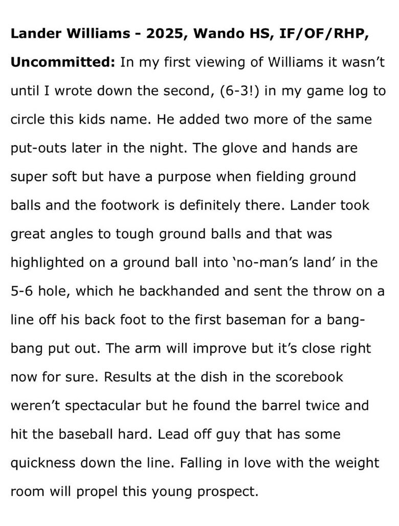 LanderWilliams5's tweet image. Thank you for the write up. @diamondprospect @wando_baseball @CoachTwohig @collinradack @coach__BA
